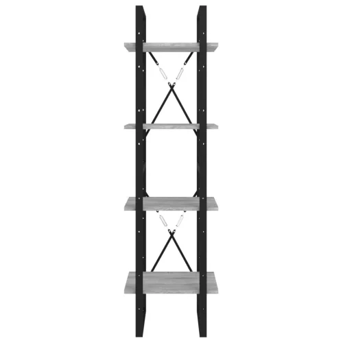  4 szintes szürke sonoma szerelt fa könyvszekrény 40x30x140 cm