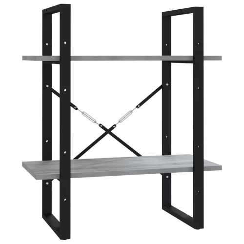  2-szintes szürke sonoma szerelt fa könyvszekrény 60x30x70 cm