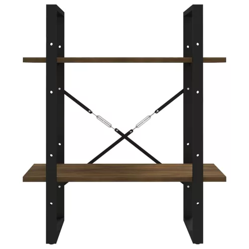  2-szintes barna tölgyszínű szerelt fa könyvszekrény 60x30x70 cm