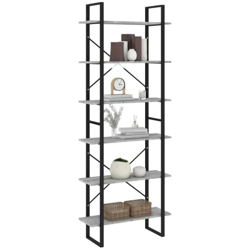  szürke sonoma színű szerelt fa magasszekrény 80 x 30 x 210 cm