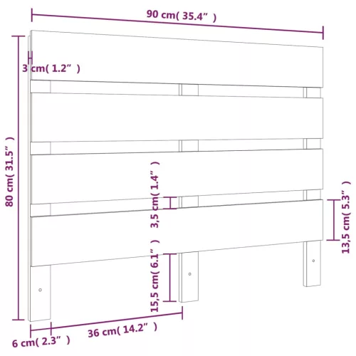  fehér tömör fenyőfa fejtámla 90x3x80 cm