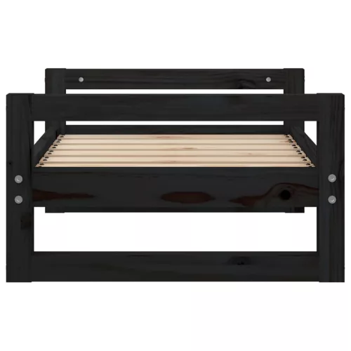  fekete tömör fenyőfa kutyaágy 65,5 x 50,5 x 28 cm