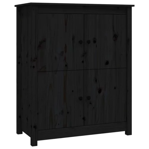  fekete tömör fenyőfa tálalószekrény 83 x 41,5 x 100 cm