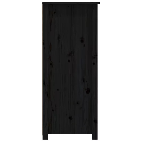  fekete tömör fenyőfa tálalószekrény 83 x 41,5 x 100 cm