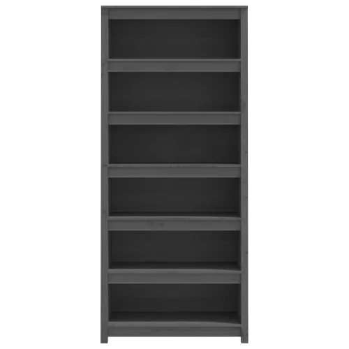  szürke tömör fenyőfa könyvszekrény 80x35x183 cm