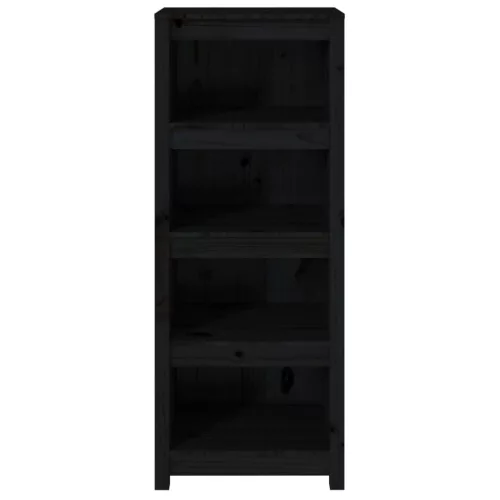  fekete tömör fenyőfa könyvszekrény 50x35x125,5 cm