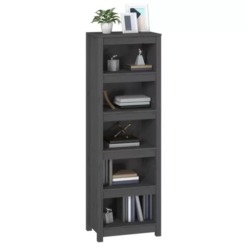  szürke tömör fenyőfa könyvszekrény 50x35x154 cm