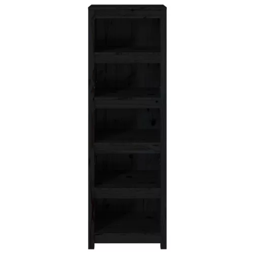  fekete tömör fenyőfa könyvszekrény 50x35x154 cm
