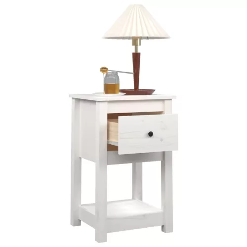  fehér tömör fenyőfa éjjeliszekrény 40 x 35 x 61,5 cm