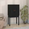  fekete tömör fenyőfa magasszekrény 60 x 40 x 120 cm