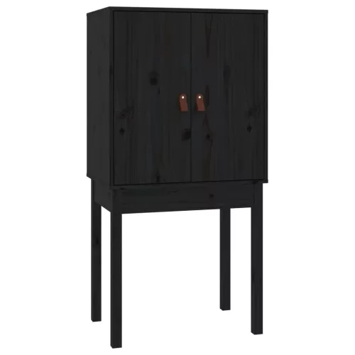  fekete tömör fenyőfa magasszekrény 60 x 40 x 120 cm
