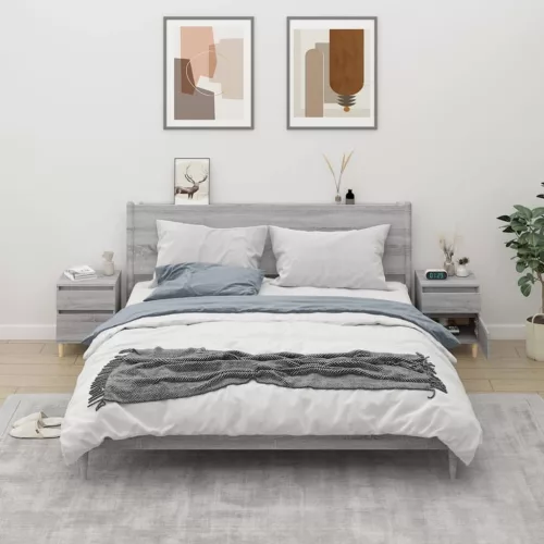  2 db szürke sonoma színű éjjeliszekrény 40x35x50 cm