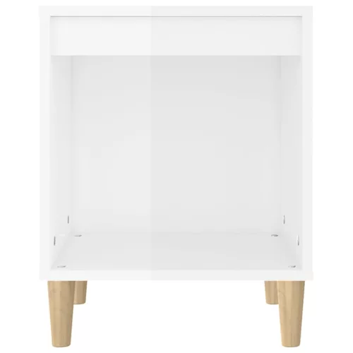  magasfényű fehér szerelt fa éjjeliszekrény 40x35x50 cm