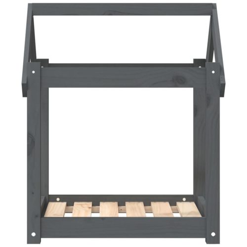  szürke tömör fenyőfa kutyaágy 61x50x70 cm