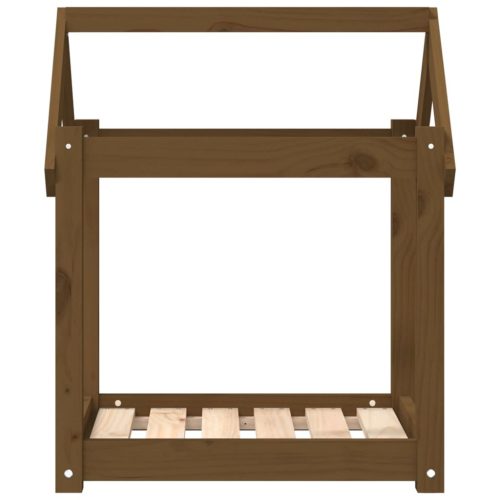  mézbarna tömör fenyőfa kutyaágy 61x50x70 cm