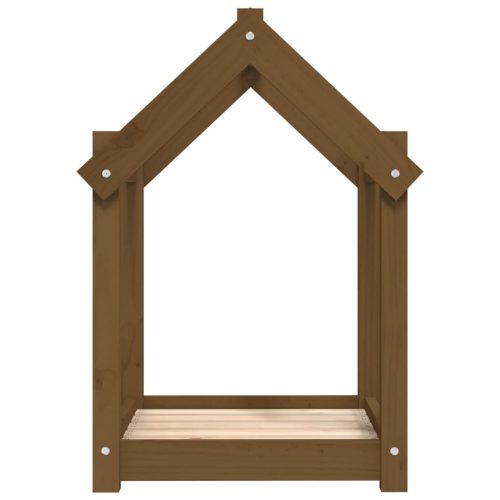  mézbarna tömör fenyőfa kutyaágy 61x50x70 cm