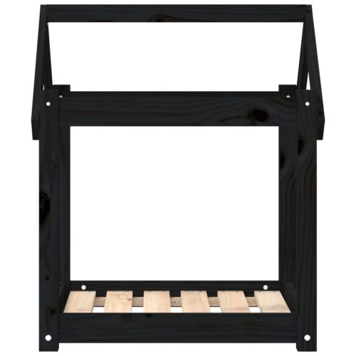  fekete tömör fenyőfa kutyaágy 61x50x70 cm