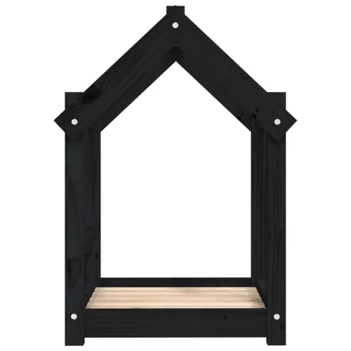  fekete tömör fenyőfa kutyaágy 61x50x70 cm