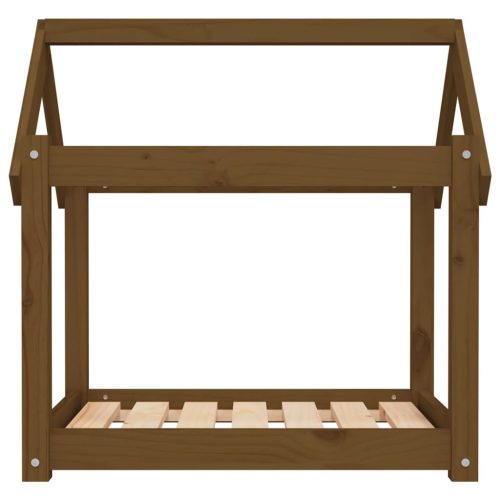  mézbarna tömör fenyőfa kutyaágy 71x55x70 cm