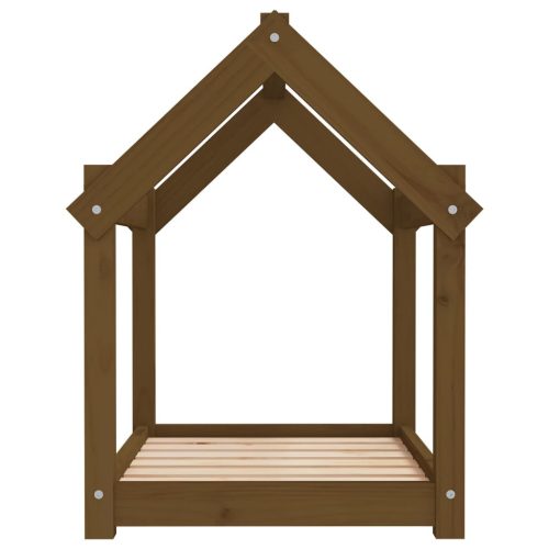  mézbarna tömör fenyőfa kutyaágy 71x55x70 cm