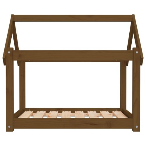  mézbarna tömör fenyőfa kutyaágy 81x60x70 cm