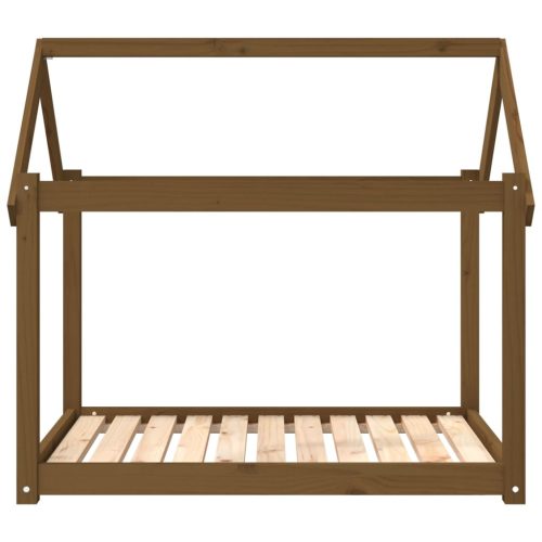  mézbarna tömör fenyőfa kutyaágy 101x70x90 cm