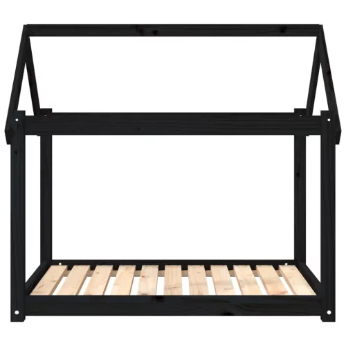  fekete tömör fenyőfa kutyaágy 101x70x90 cm