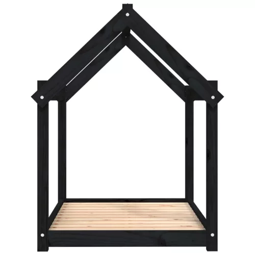  fekete tömör fenyőfa kutyaágy 101x70x90 cm