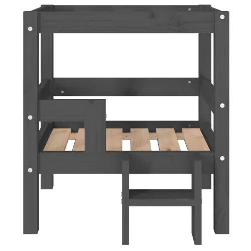  szürke tömör fenyőfa kutyaágy 55,5x53,5x60 cm