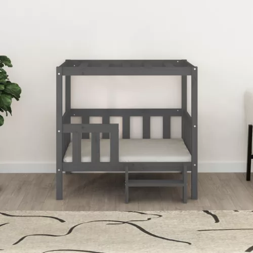  szürke tömör fenyőfa kutyaágy 95,5x73,5x90 cm