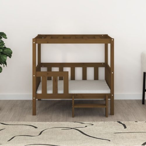   mézbarna tömör fenyőfa kutyaágy 95,5x73,5x90 cm