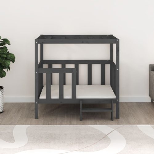  szürke tömör fenyőfa kutyaágy 105,5x83,5x100 cm