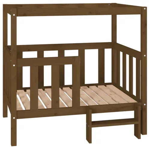   mézbarna tömör fenyőfa kutyaágy 105,5x83,5x100 cm