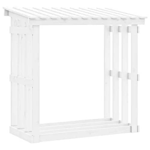  fehér tömör fenyőfa tűzifatartó állvány 108x64,5x109 cm