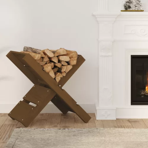  mézbarna tömör fenyőfa rönktároló 47 x 39,5 x 48 cm