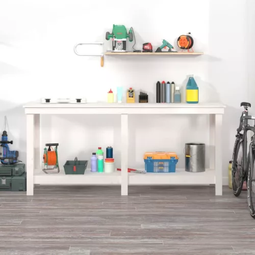  fehér tömör fenyőfa munkapad 180 x 50 x 80 cm