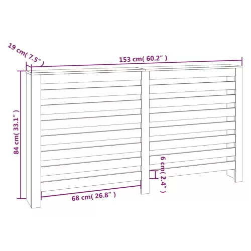  tömör fenyőfa radiátorburkolat 153 x 19 x 84 cm