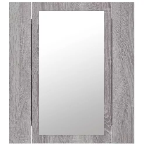  szürke sonoma szerelt fa tükrös szekrény LED-del 40x12x45 cm