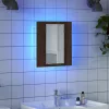  barna tölgy szerelt fa tükrös szekrény LED-del 40 x 12 x 45 cm