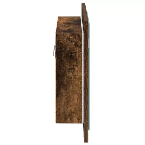  füstös tölgy szerelt fa tükörszekrény LED-del 80x20,5x64 cm