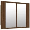  barna tölgyszínű szerelt fa tükörszekrény LED-del 60x12x45 cm