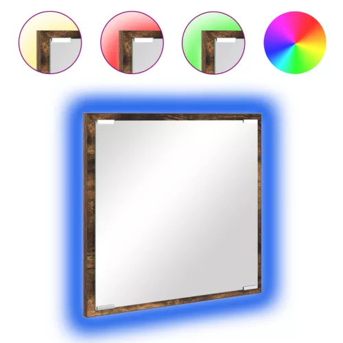  LED fürdőszobai tükör füstölt tölgy 40x8.5x37 cm műszaki fa