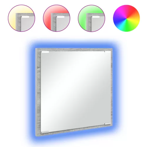  LED fürdőszoba tükör szürke sonoma 40x8.5x37 cm mérnöki fa