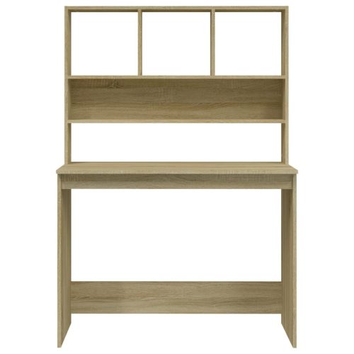  sonoma tölgy szerelt fa íróasztal polcokkal 102 x 45 x 148 cm