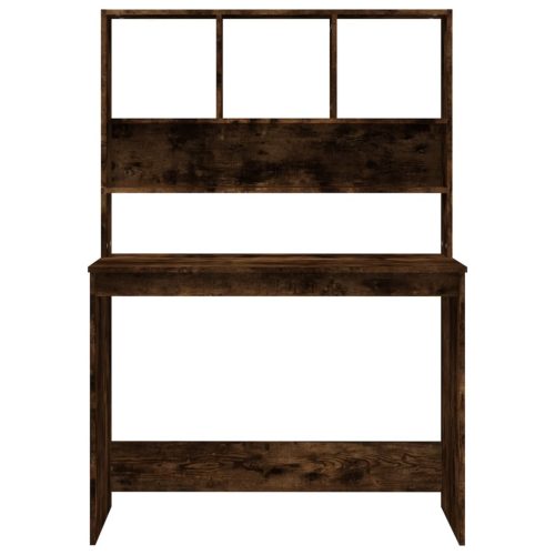  füstös tölgy szerelt fa íróasztal polcokkal 102 x 45 x 148 cm