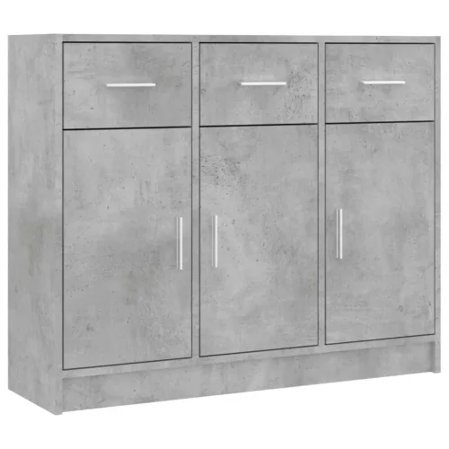  betonszürke szerelt fa tálalószekrény 91x28x75 cm