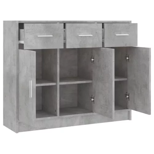  betonszürke szerelt fa tálalószekrény 91x28x75 cm
