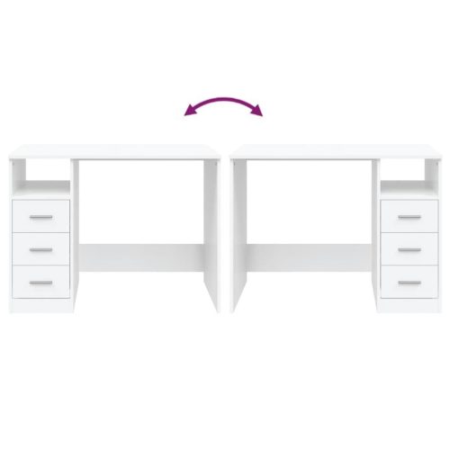  fehér szerelt fa íróasztal fiókokkal 102 x 50 x 76 cm