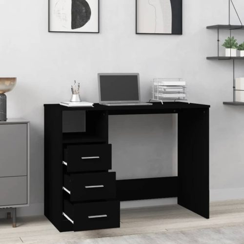  fekete szerelt fa íróasztal fiókokkal 102 x 50 x 76 cm