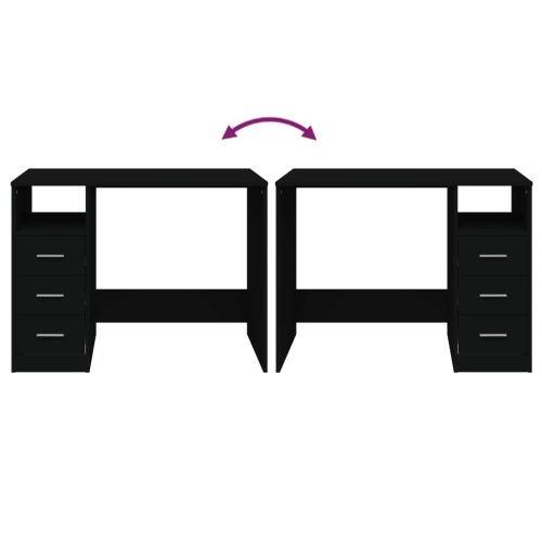  fekete szerelt fa íróasztal fiókokkal 102 x 50 x 76 cm